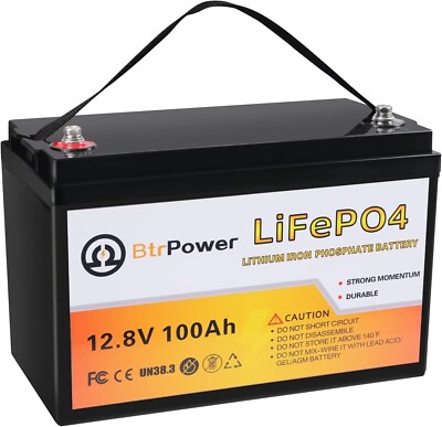 Btrpower 12V 100Ah Group 31 LiFePO4 Lithium Battery for RV Marine Solar System