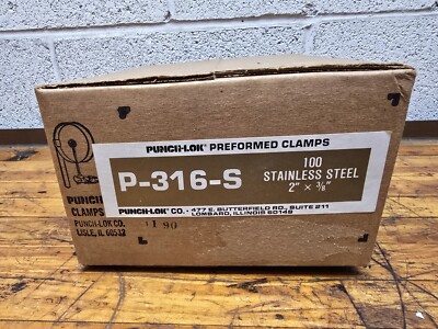 Punch-Lok Preformed Clamps Stainless Steel 2'' x 3/8'' No P-316-S Box Of 100