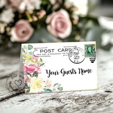 WATERCOLOR ROSE FLORAL POSTCARD TENT STYLE WEDDING PLACE CARDS TABLE CARDS 277
