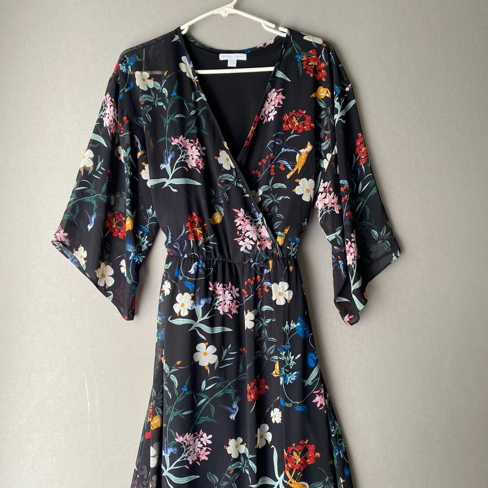 NY&Co sz XS floral cottage maxi summer spring vacation dress with belt - Image 2 of 4