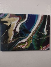 Abstract Fluid Art Painting Acrylic  Art Decor on canvas 12x16 Wall Art