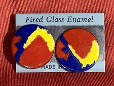Earrings Fire Glass Enamel 1.75” - Made in USA - Fashion Jewelry - Pierce