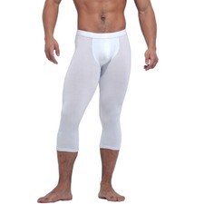 IGOODIS1007 Men's Single layer Soft Warm Capri pants Thermal Underpants