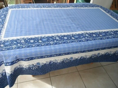 NAPPE RECTANGULAIRE TISSU 160X 235 CM bleu STYLE PROVENCE - Photo 1/3