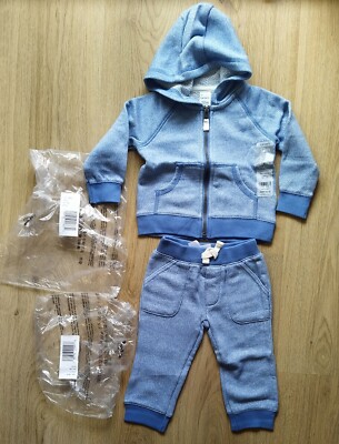 Neu Carter's Hoodie Pullover mit Kapuze & Reißverschluss & Hose Größe 12m Monate