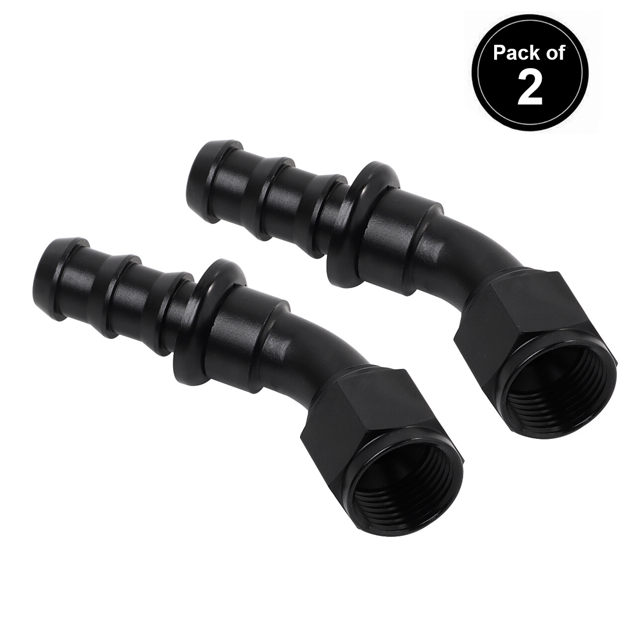 LokoCar 6AN Push Lock Hose Barb Fittings AN6 45° 45 Degree End Black