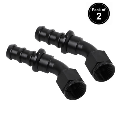 LokoCar 6AN Push Lock Hose Barb Fittings AN6 45° 45 Degree End Black Pack of 2