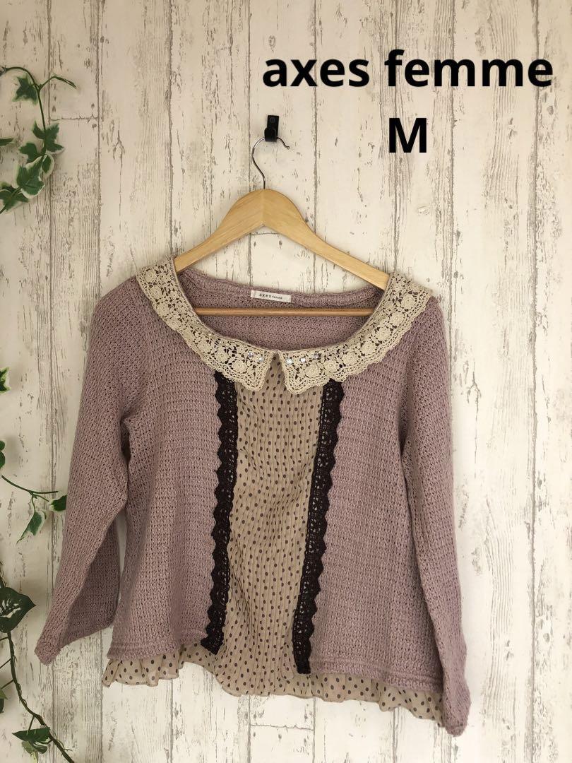 axes femme tops sweater long sleeve decorative collar pink