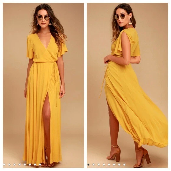 Flowy yellow top maxi dress