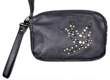 Oushka Wrist Clutch Bag Purse Pochette Genuine Purple Leather Studded EUC 