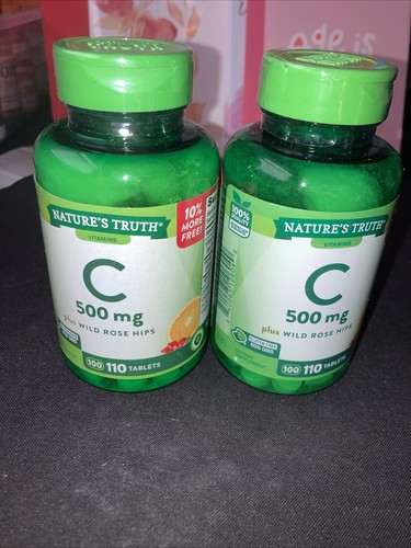 2 Nature's Truth Vitamin C plus wild rose hips Tablets 500 mg 110 Count Exp 1/27