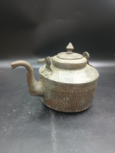 Antique Copper Hammered Tea Pot Kettle Hand Made Heavy