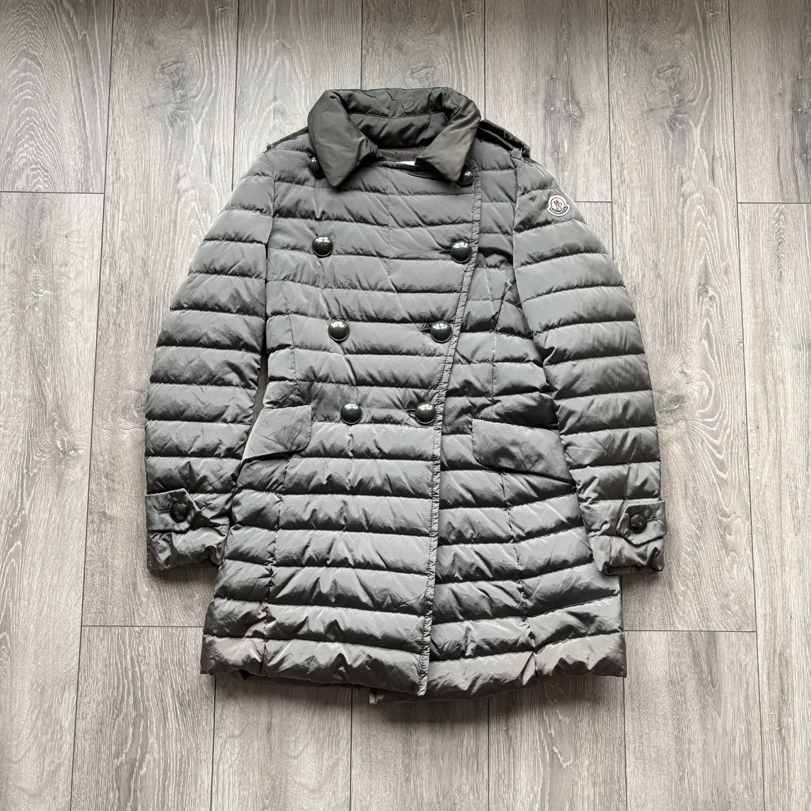 Moncler Seon Grey Long Down Puffer Jacket for Women Size 2
