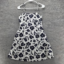Old Navy Dress Womens Small Blue White Floral Linen Blend Sundress Summer Casual
