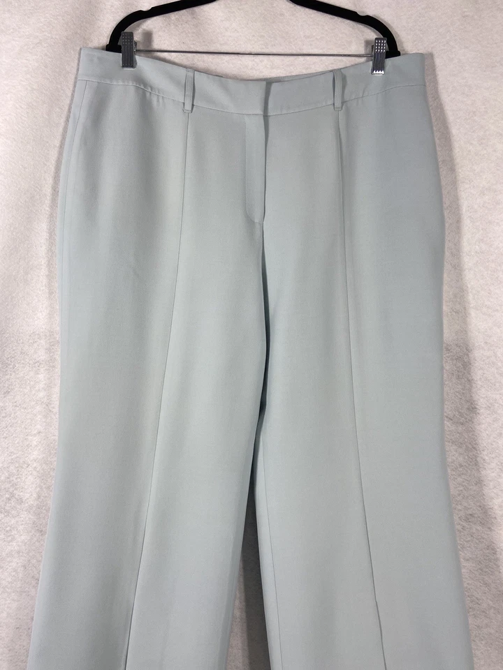 Lafayette 148 New York Pants 18 Blue Straight Leg Mid Rise Silk Wool Slit Hem - Image 3 of 4