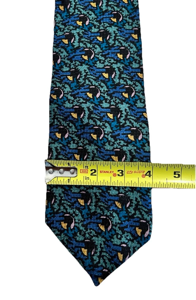 Nueva corbata Pierre Balmain diseño artístico azul 100 % seda usada en excelente estado ee. uu. Foto 2 de 4