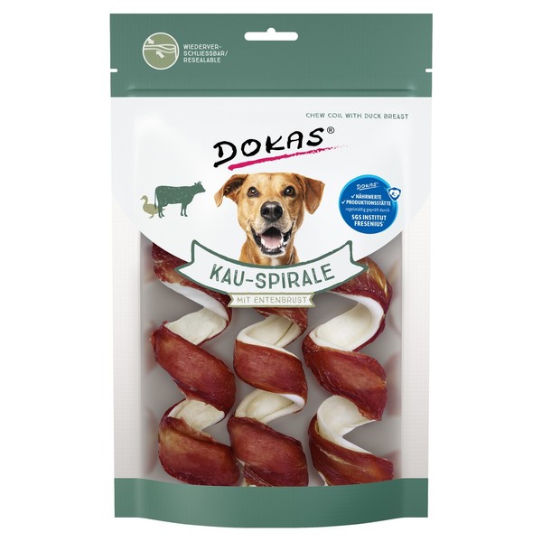 Dokas Kauspirale Con Magret de Pato 110G, Snack para Perro, Nuevo