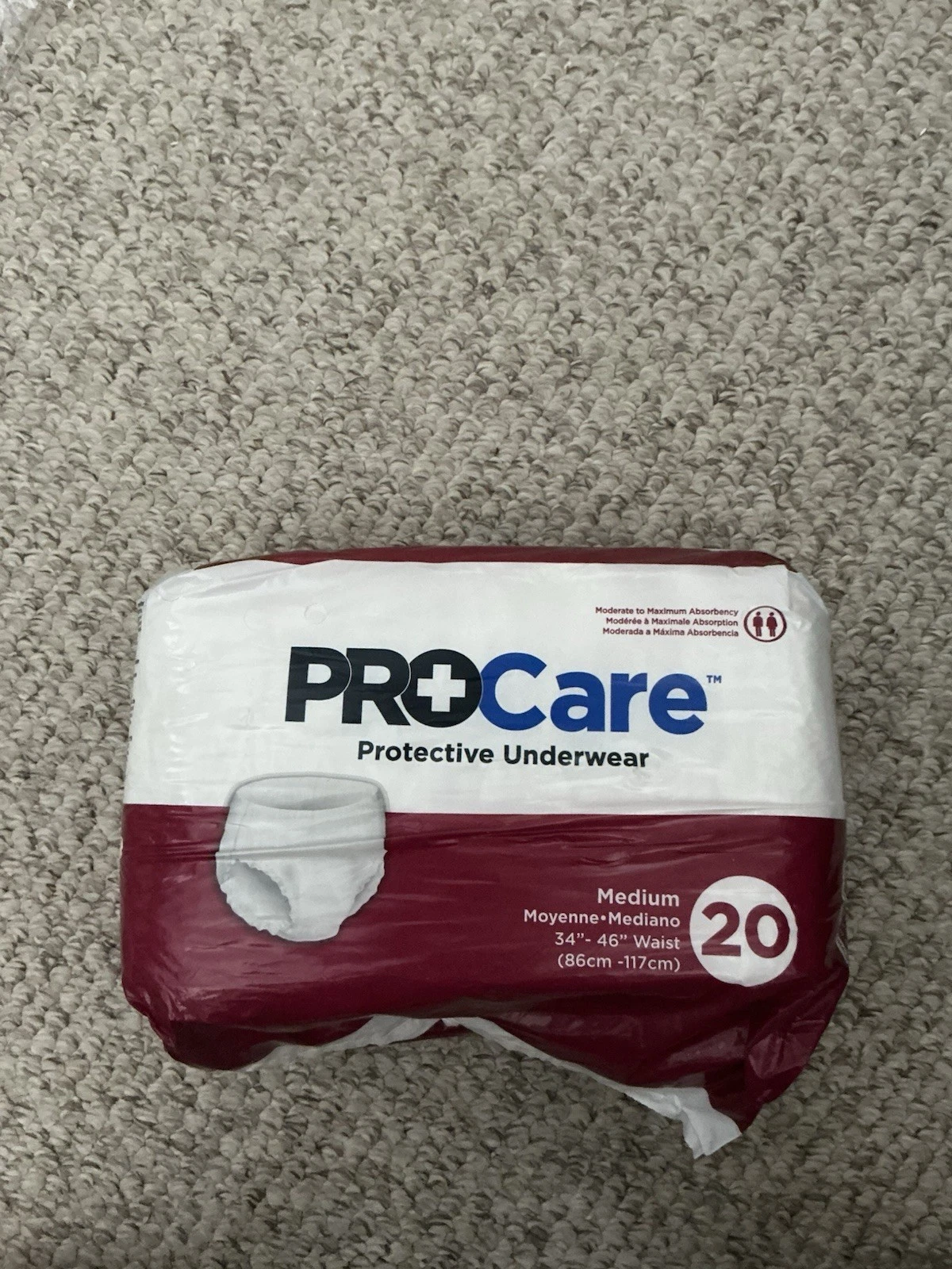 PROCare - Protective Underwear - Lot 4 Packs of 20 - Size Medium 34"- 46" Waist