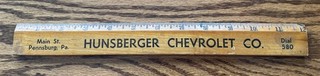 Antique Hunsberger Chevrolet Company Pennsburg Pennsylvania Advertising Ruler