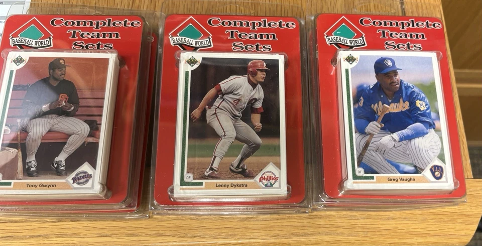 Juegos completos de equipos del mundo de béisbol de 1991 tarjetas de cubierta superior. 2 equipos de la NFL Foto 3 de 4