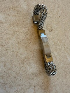 Pulsera de eslabones trenzados para hombre placa de identificación moda elegante acero inoxidable regalo para él