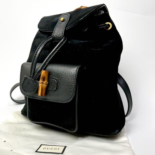 Gucci Backpack Leather Black Used Womens Handbag Purse Crossbody Tote From Japan