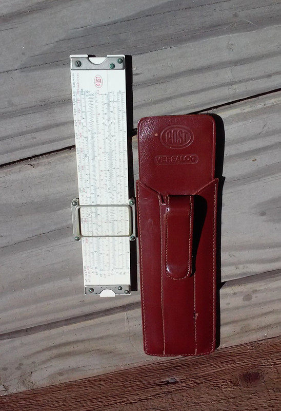 POST VERSALOG Pocket Slide Rule w/ Leather Case, Hemmi Japan.