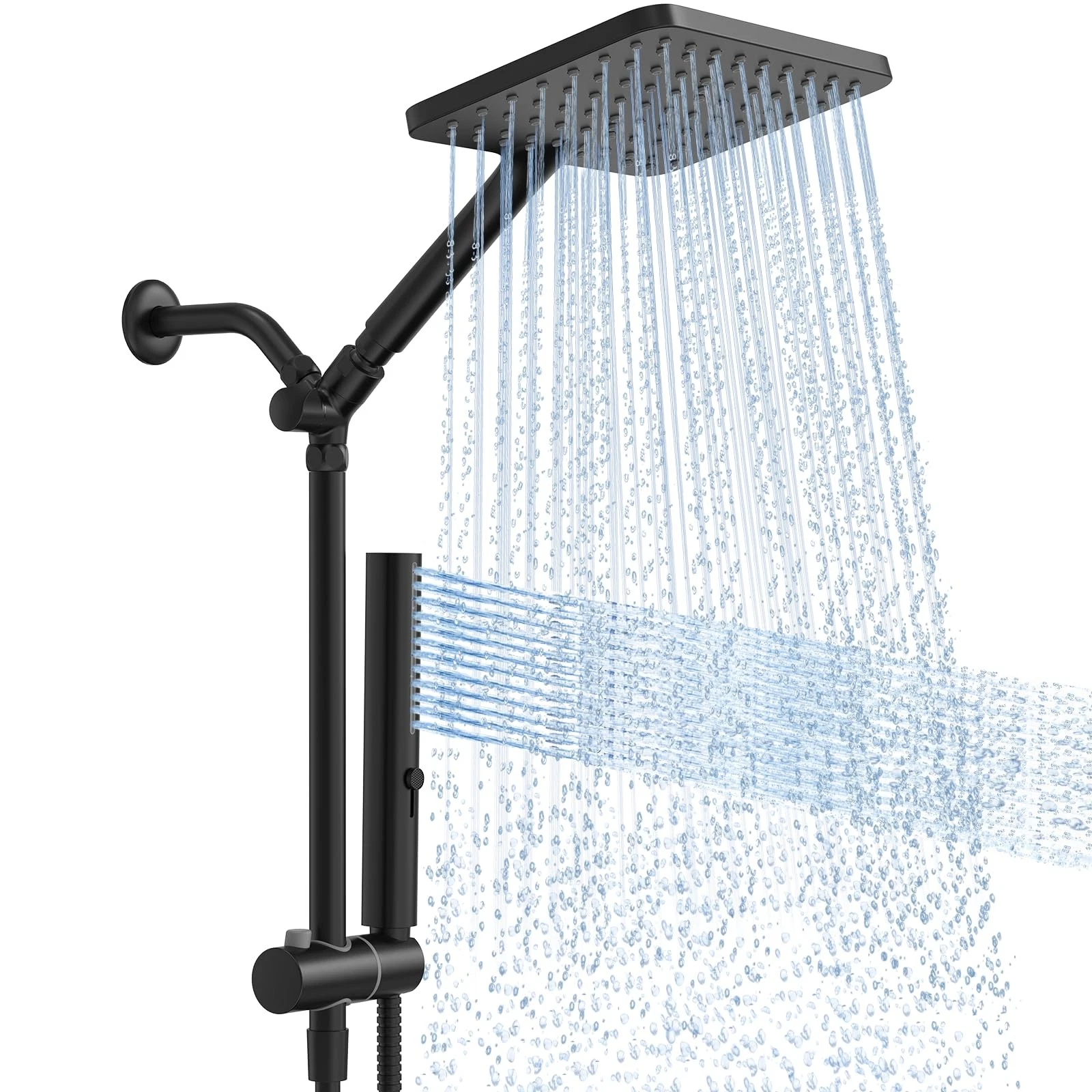 High Pressure Rain Shower Head with Handheld Combo, 10 Inch Square Rainfall S...