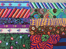 Kaffe Fassett cotton fabric Lot of 10 scraps 9" x 22", Variety