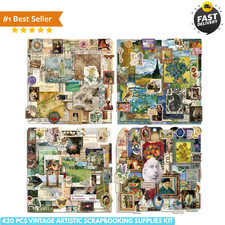420 PCS Vintage Scrapbooking Supplies Kit Junk Journal Paper Craft DIY Ephemera