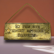 Vintage 1980s Funny Brass Bar Sign  Nothing H...