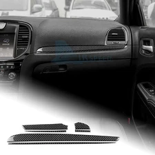 Black Real Carbon Fiber Dashboard Stickers Trim for Chrysler 300 300C 2011-2014