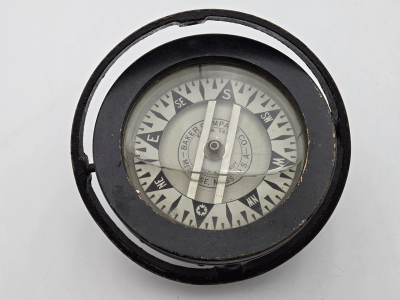 Vintage Baker Compass Co Melrose MA Nautical Maritime Gimbal Boat Compass 10635