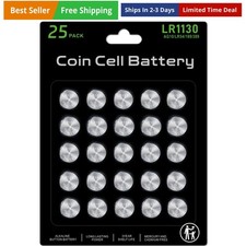 25 Pack LR1130 Battery AG10 Battery   High Capacity  l1131f SG10 389 189 LR54 ...