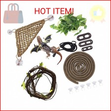 Hamiledyi Bearded Dragon Tank Accessories Lizard Large Hammock Jungle Climber Vi