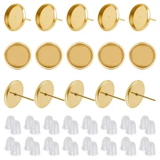 Blank Stud Earring Bezel for Jewelry Making,200Pcs Stud Earring Kit Includes ...