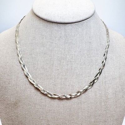 Geflochtene abgeflachte Panzerkette Gliederkette 5 mm Sterlingsilber 925 Größe 17,5'' Länge