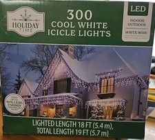 Holiday Time 300 Cool White Icicle String Lights White Wire Cord Christmas New