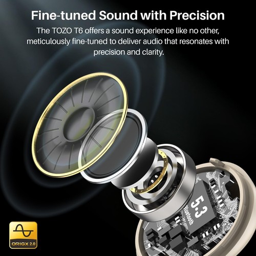 TOZO T6 Bluetooth 5.3 Wireless Earbuds AI Clear Calls Earphones IPX8  Waterproof - Picture 43 of 58