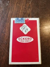 Vtg Sealed Eckerd Drug Stores Playing Cards – Red Geometric King Back – 1950s