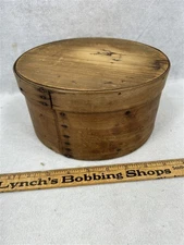 antique pantry box w/lid storage bent wood 9x4.5 hand made mid 19th c original 