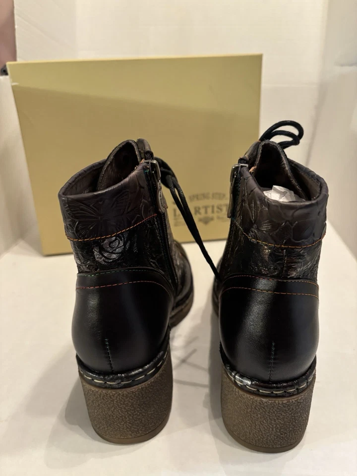 L’Artiste by Spring Step Fallinluv Leather Lace-Up Boots – Black-Multi Sz 6  057 - Image 2 of 4