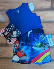 Boys Swim Trunks Set Mario Kart Swimsuit Board Shorts Luigi NWT Size 4/5 New