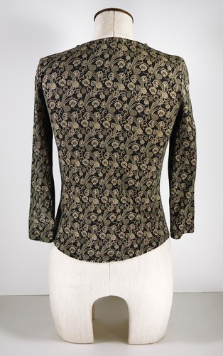 Vintage ANN TAYLOR LOFT Black and Tan Floral Stretch Top Women's Size XS - Picture 3 of 3