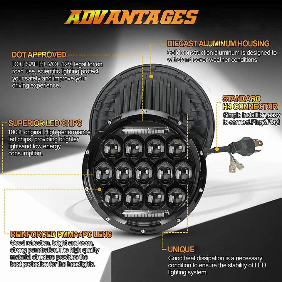 Proyector halo faros LED de 7 pulgadas para camioneta Chevrolet 1954-1957 3100 1956-1959 Foto 4 de 4