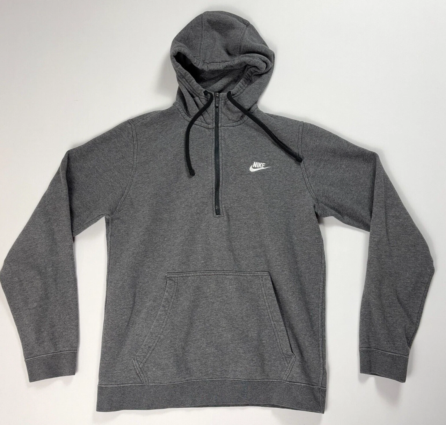 Nike Mens 1/2 Zip Hoodie Gray Sz M Sweatshirt Pullover Swoosh Logo