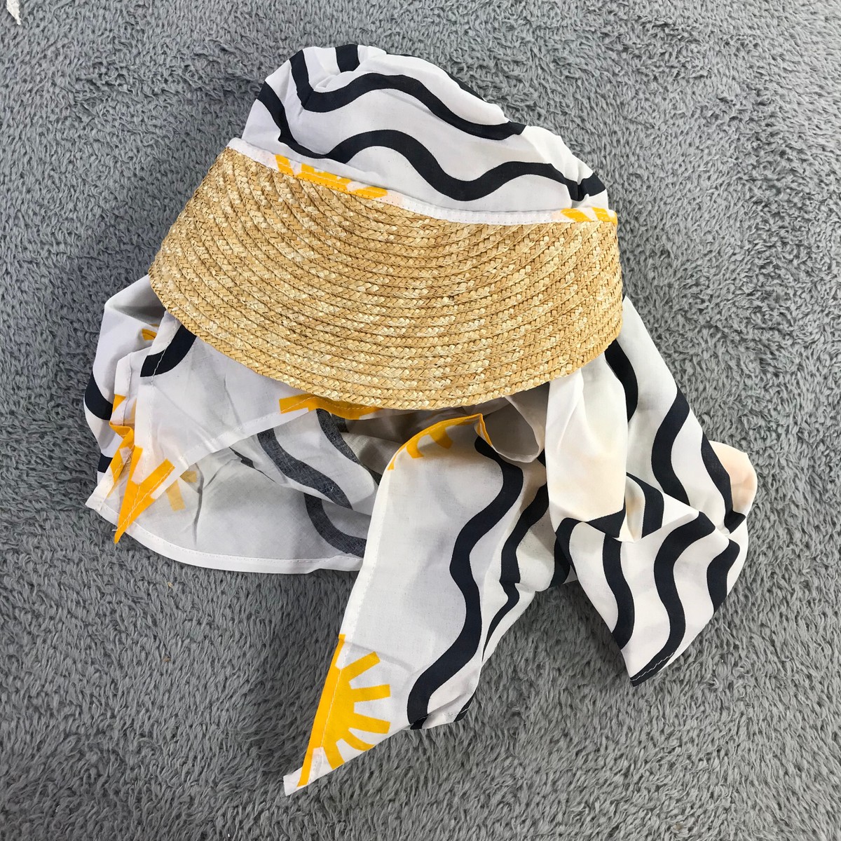 LF Markey Bandana Visor Hat Headwrap Floral Print Straw Hat Sun | eBay