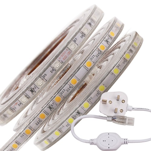 LED Strip Lights UK Plug In 220V 5050 60LED/M Waterproof Tape Rope Outdoor Light - Picture 4 of 15