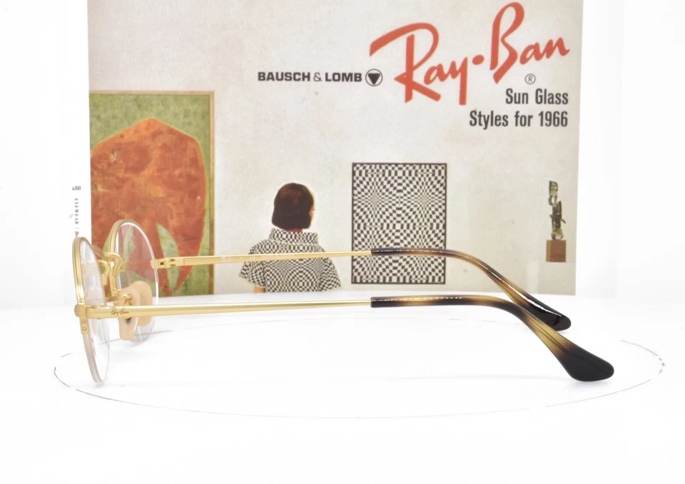 Ray-Ban Eyeglasses Satin Gold Half Rim Round Oval 49-22-145 6547 3033 - Image 3 of 4