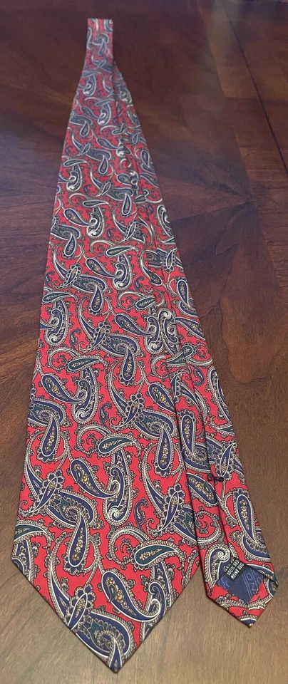 Corbata de cuello Roundtree & Yorke roja azul verde 100 % seda para hombre hecha en Italia Foto 3 de 4